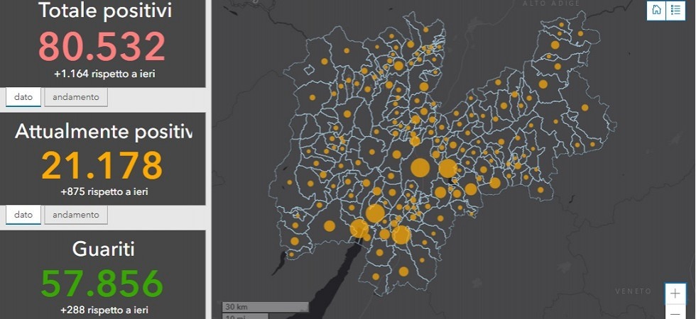 Covid in Trentino, più di mille nuovi casi: dai 60 positivi di Pergine ai 32 di Rovereto
